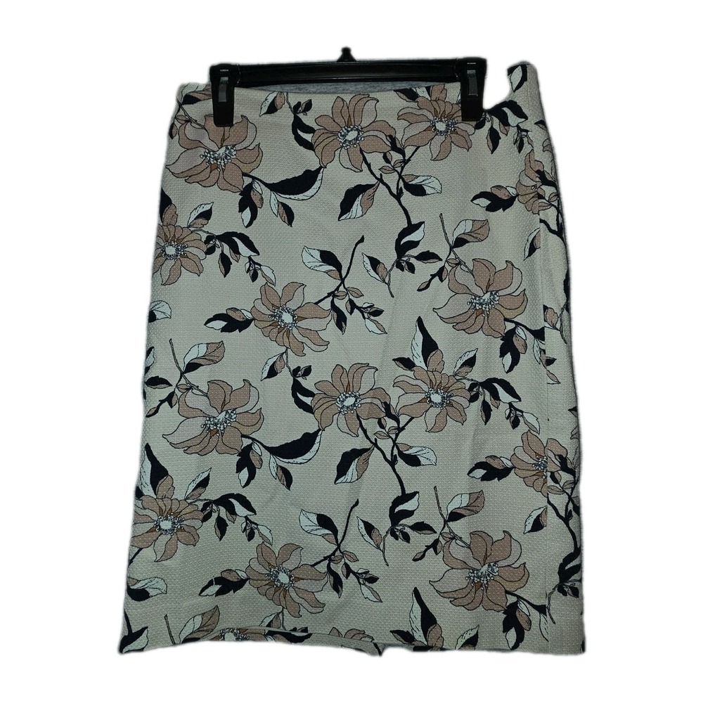Ann Taylor Textured Floral Skirt Straight Pencil Textured Cotton Women's Size 6